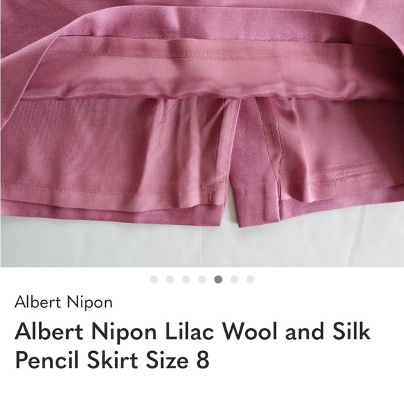 Albert Nipon Lilac Wool and Silk Pencil Skirt Size 8 - Picture 4 of 5